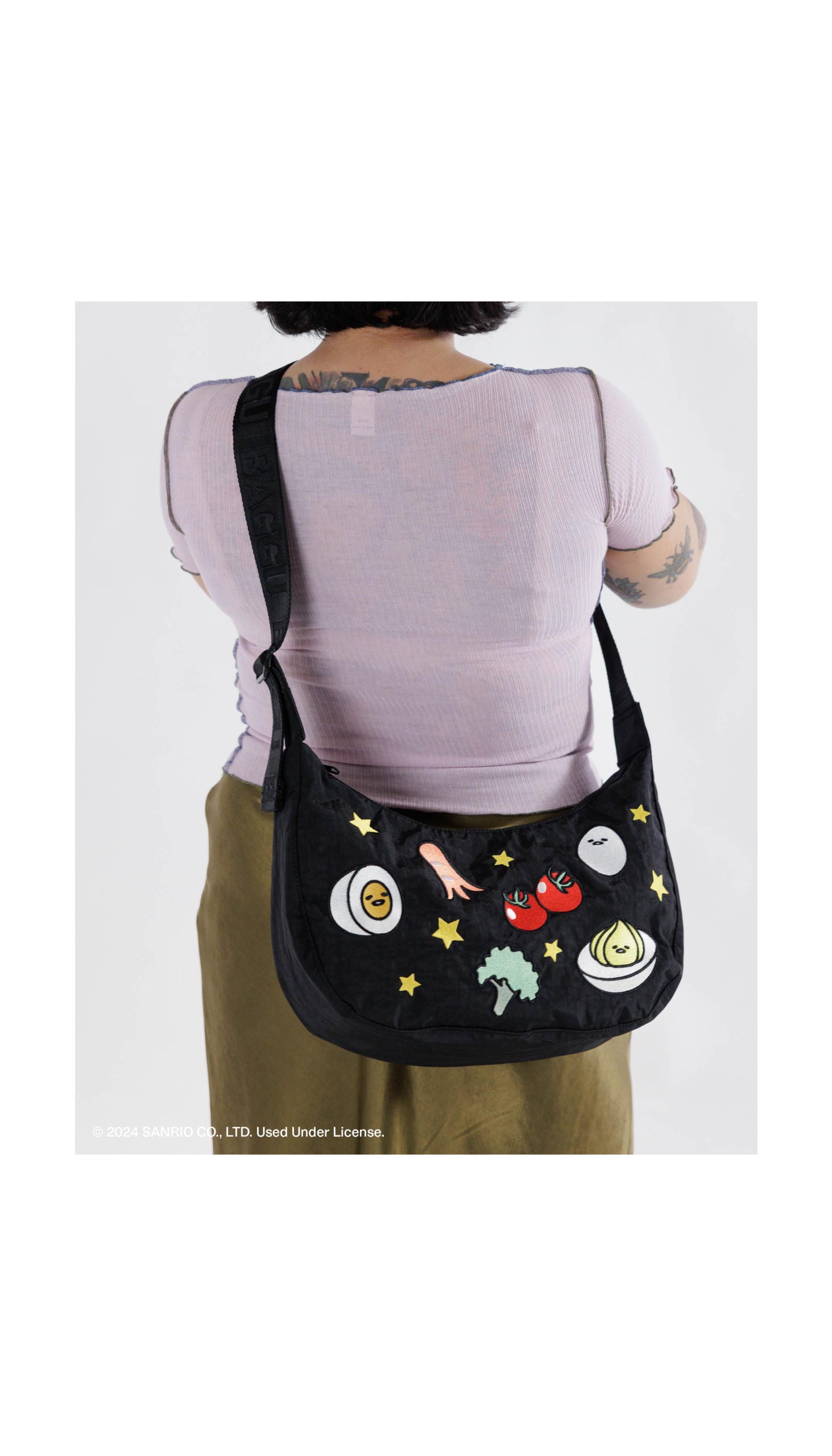 Baggu x Hello Kitty Gudetama Medium Embroidered Crescent Bag