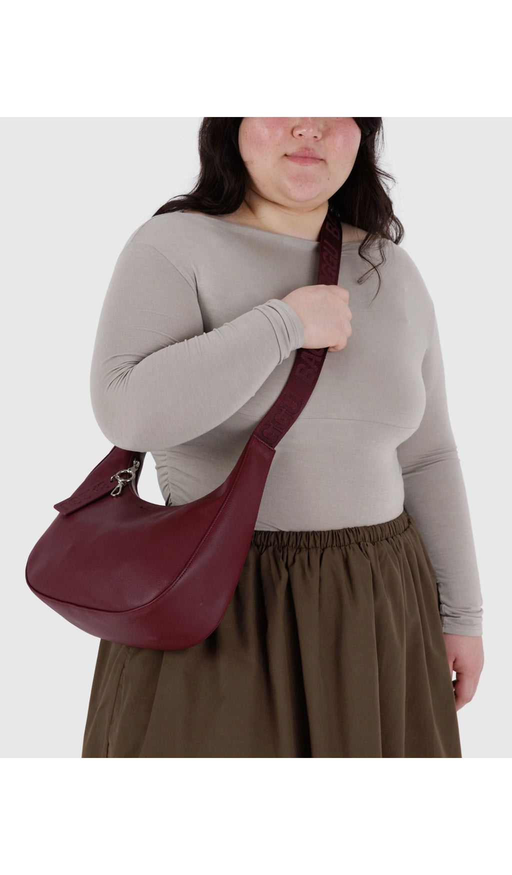 Medium Recycled Leather Crescent Bag