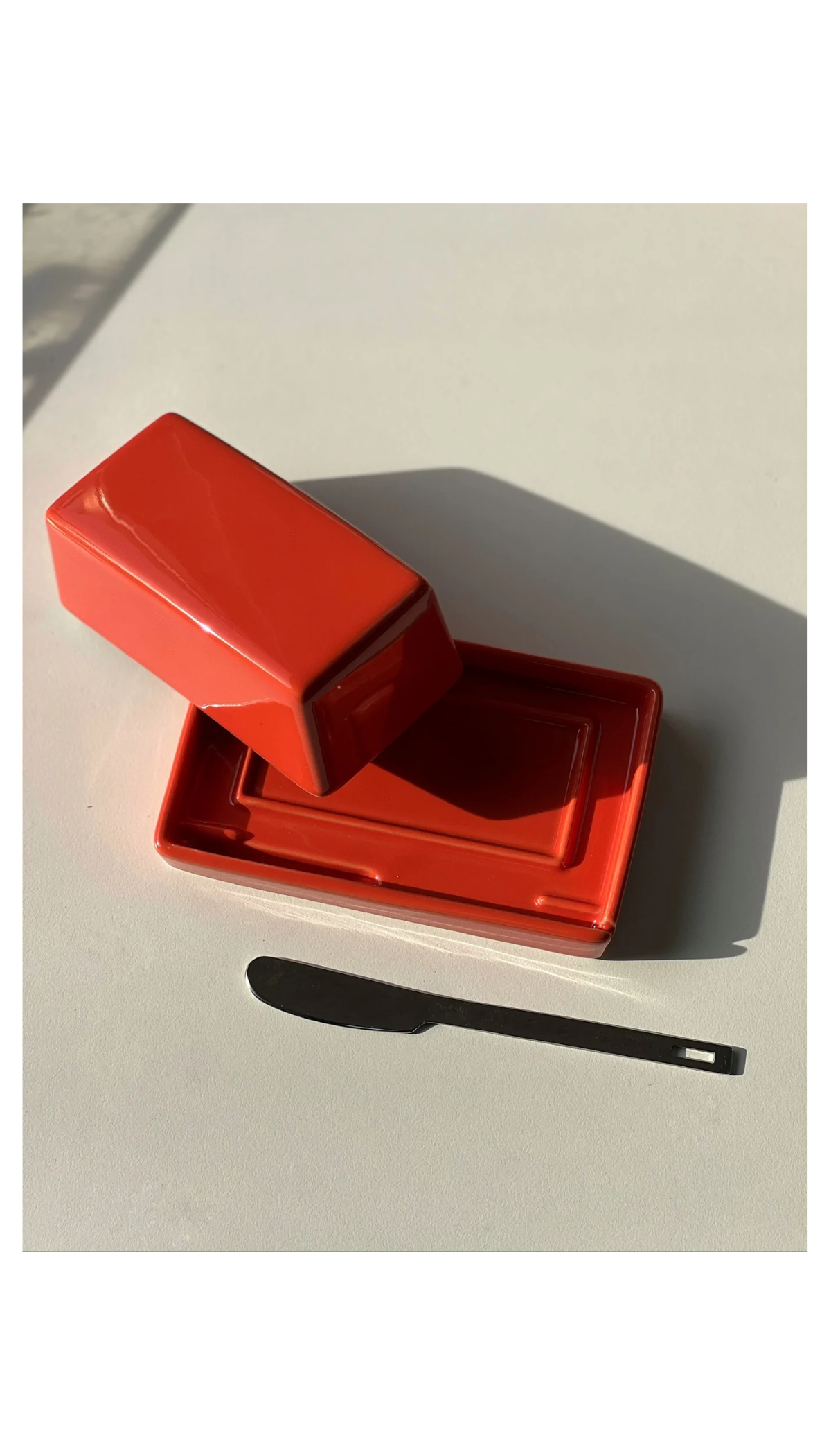 Ceramic Butter Dish with Knife